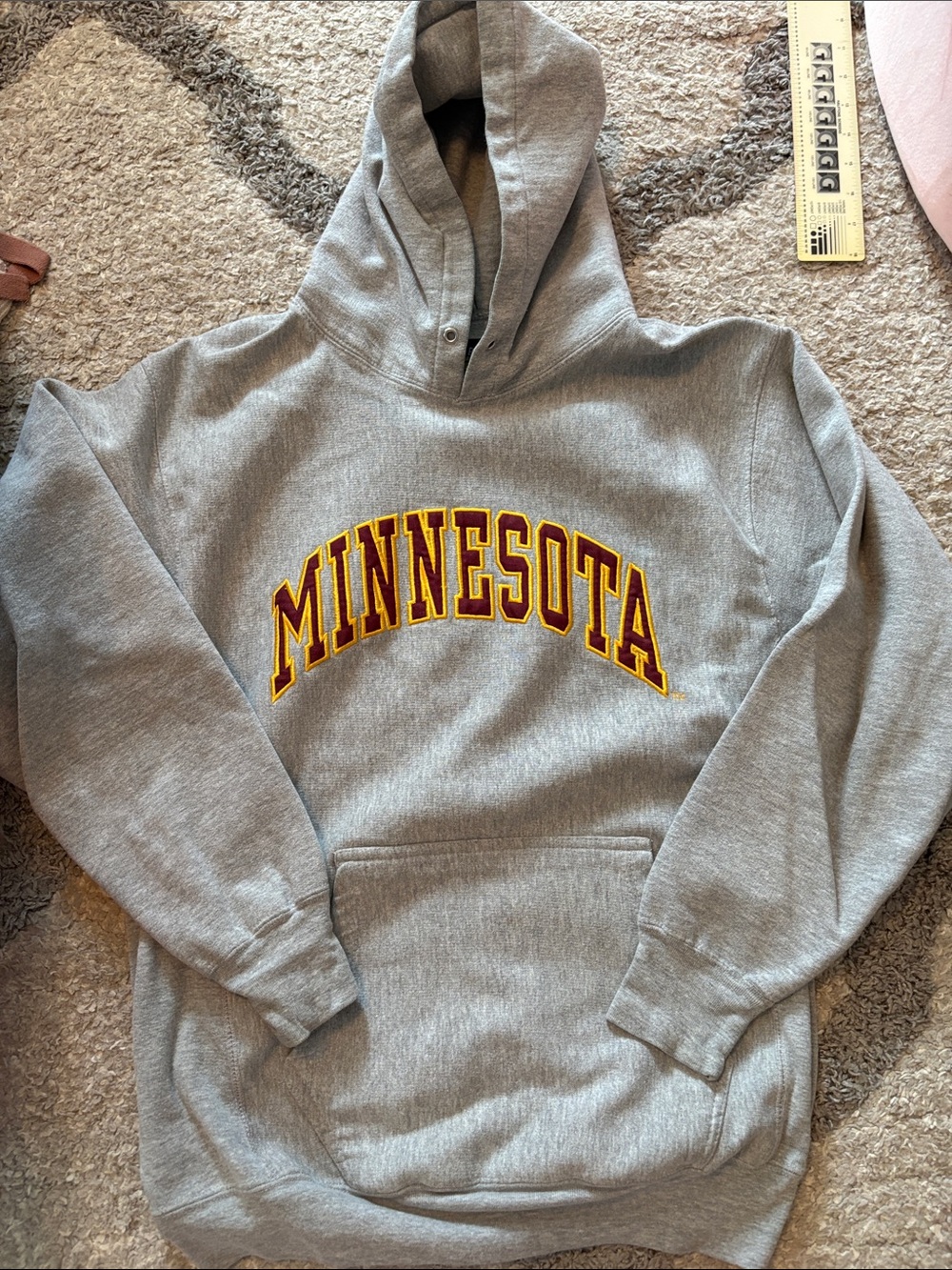 Minnesota Gray Pullover Hoodie with Maroon & Gold Arc Logo